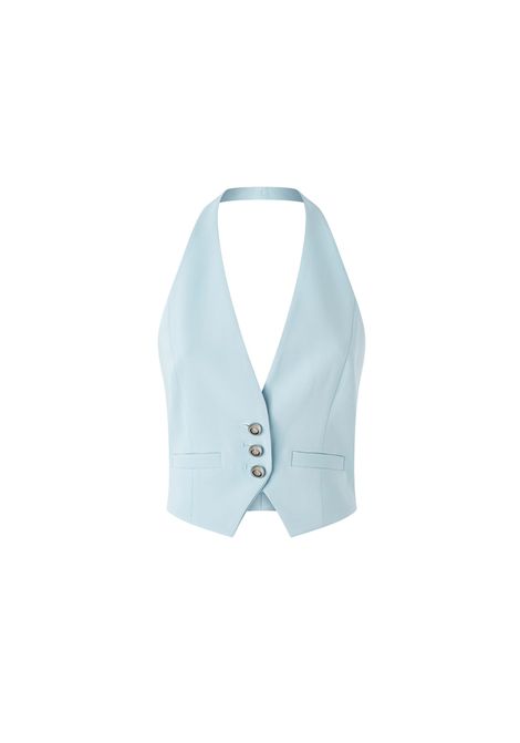 Gilet Pinko donna Moretta 104931 A213 Celeste viscosa cady sartoriale scollo all'americana PINKO | Gilet | 104931 A213E28